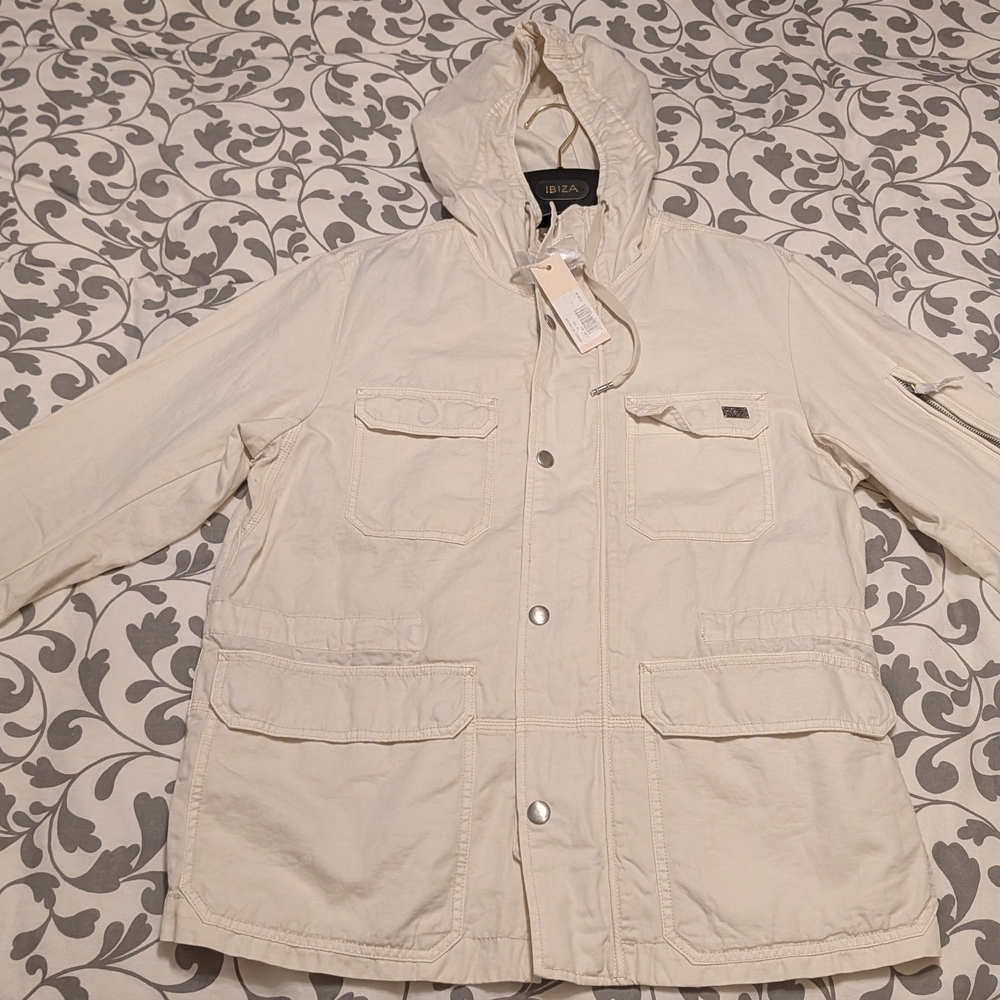 Diesel Cream Hooded Military Jacket